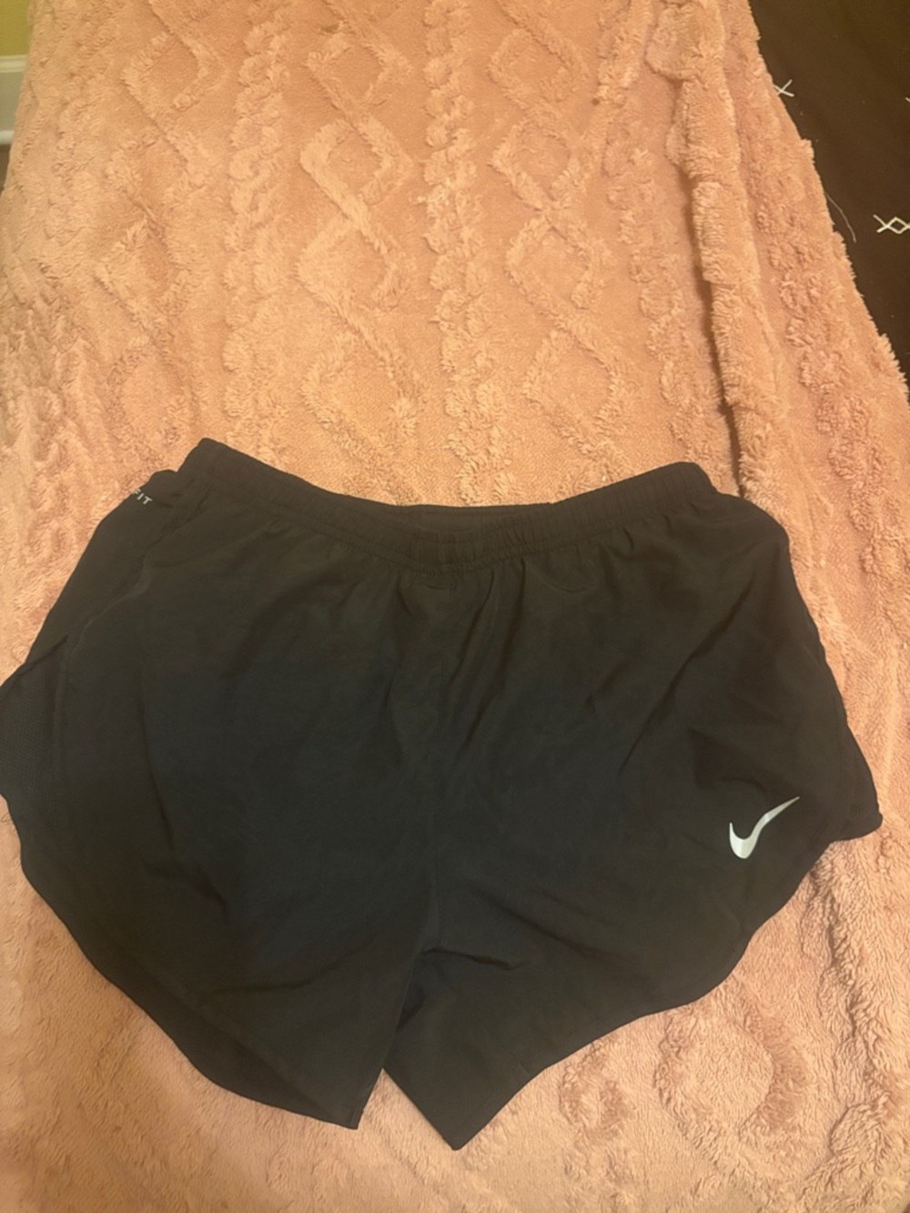 Nike Women’s Black Athletic Running Shorts with White Swoosh